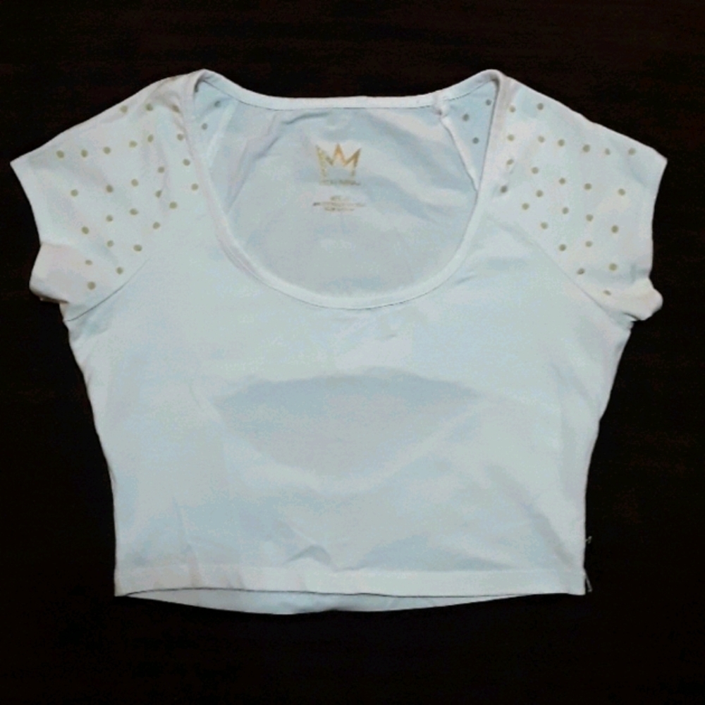 Nicki Minaj White & Gold Crop Top/Open Back. Women's Size: Medium.
